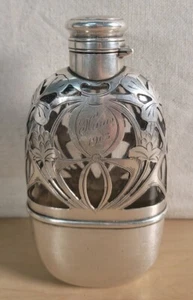Antica fiaschetta in vetro sovrapposto sterling 1903 - Foto 1 di 9