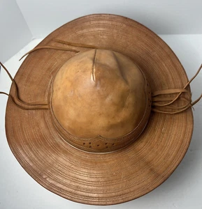 Vintage Handmade Traditional Brazilian Cowboy Brown Leather Hat Jose Gomes Small - Picture 1 of 10