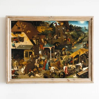 Impresión de póster de arte de pared de Proverbios holandeses (1559) de Pieter Bruegel el Viejo Foto 1 de 3