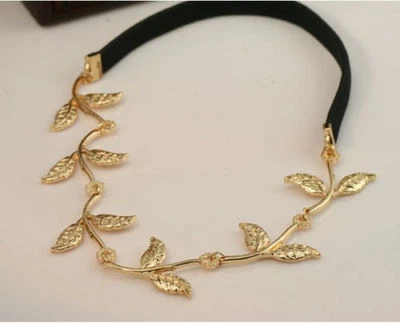 4b 1pc Shiny Gold Leaves Leaf Vine Stretch Head Band Hair Band Headband - Image 1 of 2
