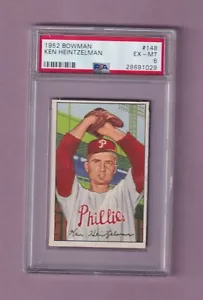 1952 BOWMAN KEN HEINTZELMAN BASEBALL CARD #148 - GRADED EX-MT PSA 6 - PHILLIES - Picture 1 of 2