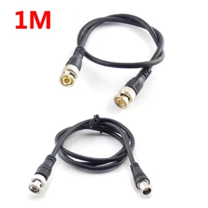 CCTV Connector Coaxial Line BNC Male To Male To Female Cable 1M Extension 75ohm - Picture 1 of 9