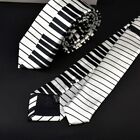 Slim Keyboard Men Black & White Casual Music Tie Tie Necktie