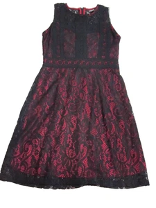 Disney Pixar COCO Dress Girls Sz XS Black Floral Lace Red Lining Zip Back Fairy - Picture 1 of 14