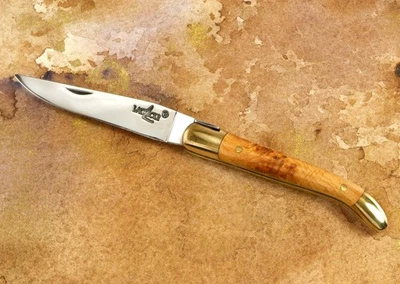 FACA DE BOLSO VINTAGE 1980,S FRANCESA LAQUIOLE ESCALAS DE MADEIRA OLIVEIRA LN/ESTADO PERFEITO. - Imagem 1 de 4