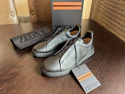 ZEGNA Triple Stitch™ Sneaker aus Hirschleder in Schwarz EU 42 UK 8 US 9 - Bild 1 von 4