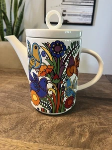 Vintage Villeroy & Boch Acapulco Porcelain Coffee Tea Pot Vibrant Colors Birds - Picture 1 of 9