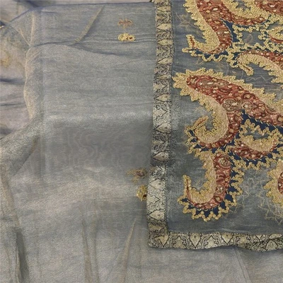 Bufandas envolventes Sanskriti Vintage Gris Dupatta Estola Larga Red Cuentas Zardozi   Foto 1 de 4