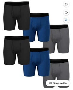 NEW Athletic Works Men's 2 XL 44-46” Cotton 6" inseam Boxer Briefs 6 PACK - Picture 1 of 5