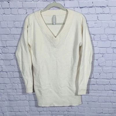 Suéter Athleta Mujer Mezcla Cachemira Cuello en V Largo Crema Talla S Informal Foto 1 de 4