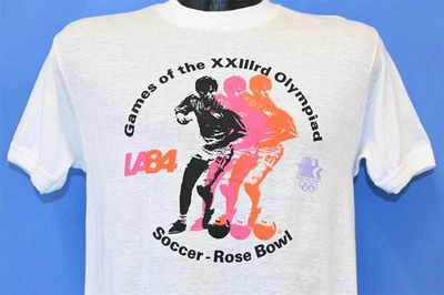 vtg 80s LA84 LOS ANGELES 1984 OLYMPIC GAMES SOCCER ROSE BOWLt-shirt OLYMPICS M - Image 1 of 4