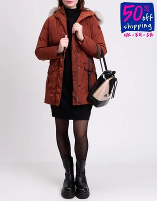 PVP €612 PEUTEREY Regina Gb Abrigo de plumón de piel IT38 US2 XS repelente al agua Piel de zorro Foto 1 de 4