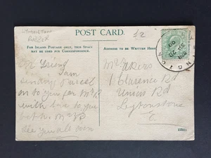 E GB 1908 LYMINGTON SKELETTSTEMPEL AUF POSTKARTE NACH LEYTONSTONE - Bild 1 von 2