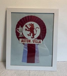 Aston Villa Football Club FA Cup Supporters Rosette Pennant Framed Vintage 1970s - Picture 1 of 13