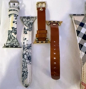Trzy (3) opaski Apple Watch - od małego do średniego nadgarstka 40mm Kwiatowa krata Skórzana taca - Zdjęcie 1 z 6