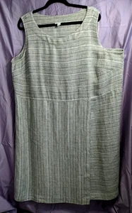 J. Jill Linen Midi Dress Plus Size 2X Gray Scoop Neck Sleeveless - Picture 1 of 7