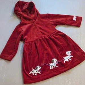 Vintage 101 Dalmations Disney Red Velvet Hooded Dress size 12M - Picture 1 of 6