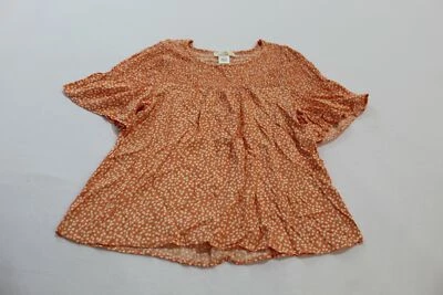 Urban Romantics Girl's Juniors Flutter-Sleeve Polka Dot Blouse CC7 Orange Small - Image 1 of 3