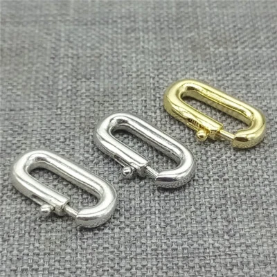 2pcs of 925 Sterling Silver Oval Spring Ring Clasp w/ Rhodium Plated Gold Plated - Image 1 of 3