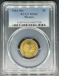 1964-Mo Mexico Cinco Centavo 5C PCGS MS-65, Buy 3 Items Get $5 Off - Picture 1 of 2
