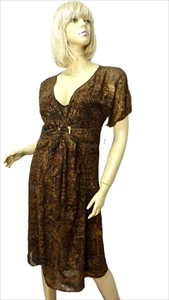 NWT $149 DKNYC Donna Karan New York 2pc Dress 2 Brown Multi Knee Length Gown - Picture 1 of 12