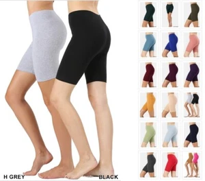 PREMIUM COTTON SPANDEX BIKER FITNESS YOGA LEGGINGS BERMUDA SHORTS REG PLUS S-3X - Picture 1 of 50