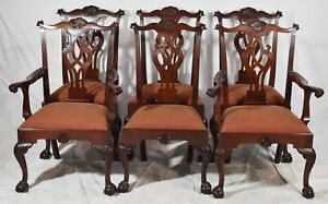 Set of 6 Baker Colonial Williamsburg Mahogany Dining Chairs Ball & Claw Feet
