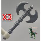 X3 Playmobil double axe silver gray Viking warriors barbarians medieval soldier