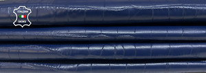 BLUE NAVY CROCODILE TEXTURED EMBOSSED On Lamb leather 2 skins 12+sqf 0.8mm B4372