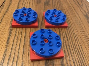 Lego Duplo - Lot Of (3) Swivel Turntable Parts Pieces Red/Blue - Picture 1 of 3