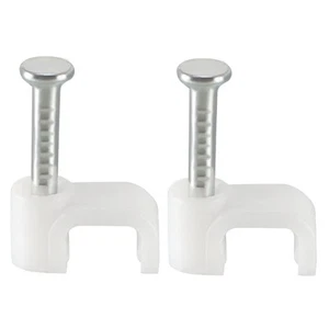 200pcs Flat Cable Clip Nail Coaxial Tacks Wire Clips 5mm White - Afbeelding 1 van 3