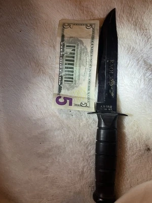 Faca de lâmina fixa vintage 12" KA-BAR, Olean NY, Marinha dos EUA marcada USN - Imagem 1 de 4