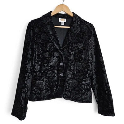 Chaqueta Blazer Talbots Para Mujer Terciopelo Floral Oscuro Academia Cachicho Talla 10 Foto 1 de 4