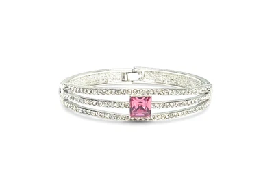 Pulseira de cristal rosa "outubro" Swarovski Elements folheada a ouro branco 18K - Imagem 1 de 3