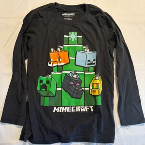 Minecraft Boys T-Shirt Long Sleeve, Graphic Print, Gaming, Black, Size 8 - Picture 1 of 2