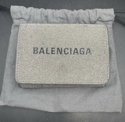 正品 Balenciaga 闪耀迷你钱包三折限量版银色 — 第 1/4 张图片