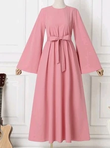 ZANZEA Womens Muslim Ismaic Flare Long Sleeve Holiday Party Abaya Maxi Dress L - Picture 1 of 17