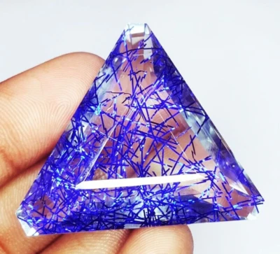 Cuarzo rutilo natural 74+ quilates gemas sueltas certificadas impecable corte trillón gema W398 Foto 1 de 4