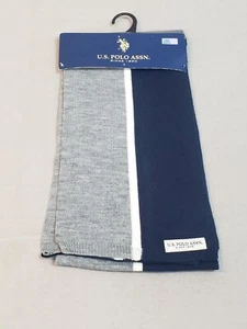 US Polo Invierno Bufanda Azul Gris 52" Largo Nuevo - Imagen 1 de 15
