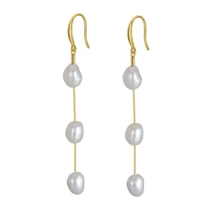 Pendientes de plata de ley 925 BENIAMINO pendientes de agua dulce perlas barrocas embalaje original - Imagen 1 de 5