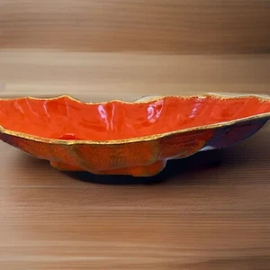 Vintage California Originals Pottery Bowl Orange And Gold Glaze Long - Picture 1 of 4
