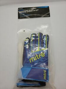 Mitre Pro-Flex Goalkeeper Glove Junior Size 4 Soft Latex Wrist Strap Flat Palm