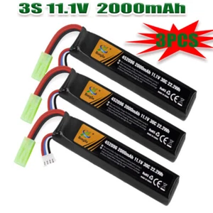 3x 2000mAh 30C 11,1V Airsoft LiPo Akku mit Mini Tamiya Stecker für Pistolen Gewe - Bild 1 von 9