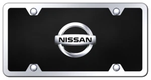 Nissan 2002 3D Emblem Black Acrylic Kit License Plate Frame Official Licensed - Foto 1 di 2