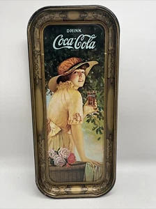 Vintage Coca Cola Tray Retro 1972 Reproduction-Woman in Yellow Dress 8.5" x 19" - Picture 1 of 9