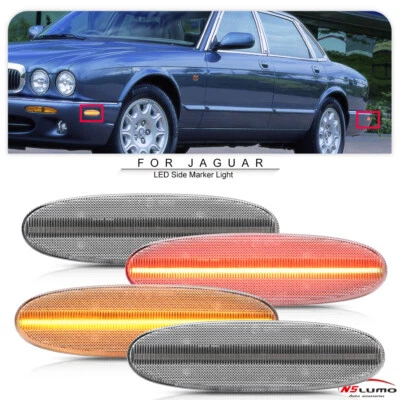 Clear LED Front Rear Side Marker Light For 1998-2003 Jaguar XJ XJ8 XJR Sport VDP - Image 1 of 4