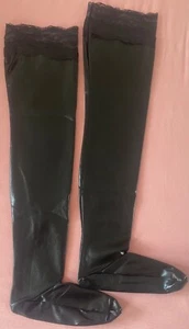 Wetlook Strümpfe schwarz Gr. L. mit Spitze - Bild 1 von 4