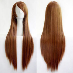 Fashion 80cm Long Straight Wigs Halloween Cosplay Costume Hair Party Full Wig