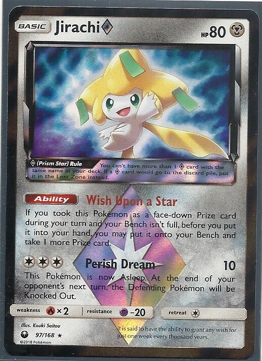 2018 JIRACHI 97/168 CELESTIAL STORM Pokemon PRISM STAR ULTRA RARE- HOLO NM/MINT - Image 1 of 1