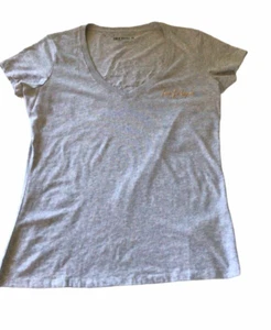 Camiseta gris True Religion para mujer con cuello en V con logotipo de Buda talla grande - Imagen 1 de 5